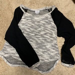 LA hearts sweater with see-thru sleeves L
